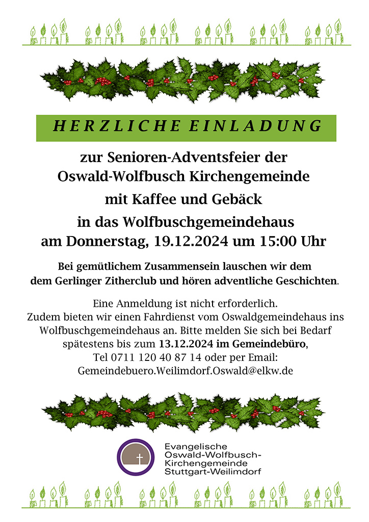 Senioren-Adventsfeier der Oswald-Wolfbusch Kirchengemeinde